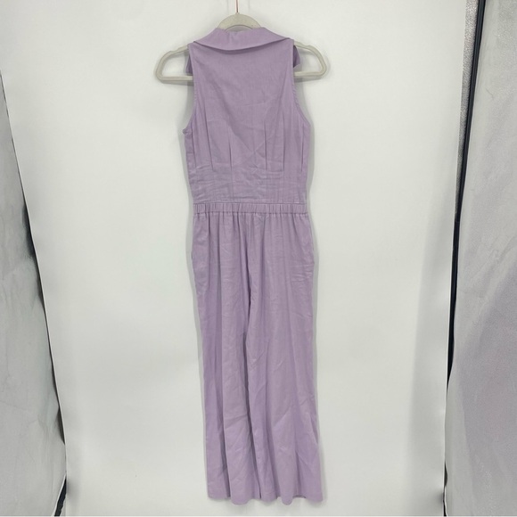 Monrow Halter Polo Linen-Blend Jumpsuit light purple Sz S - Picture 6 of 12